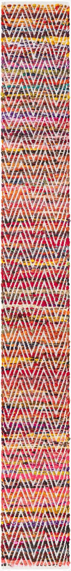  1' 2 x 10'  Hand Woven Chindi Chevron Table Runner Rug