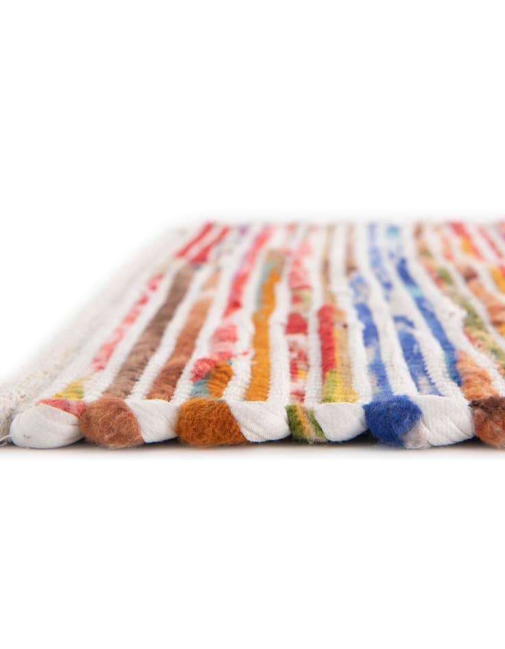 Detail image of  Custom Multi White  Hand Woven Chindi Cotton Rug