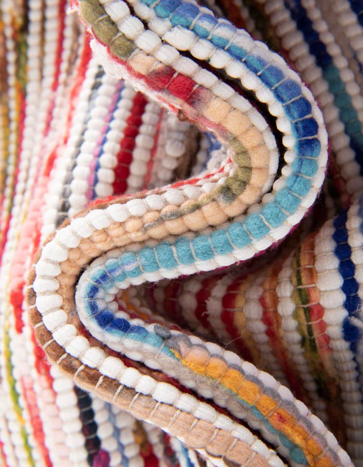 Detail image of  Custom Multi White  Hand Woven Chindi Cotton Rug