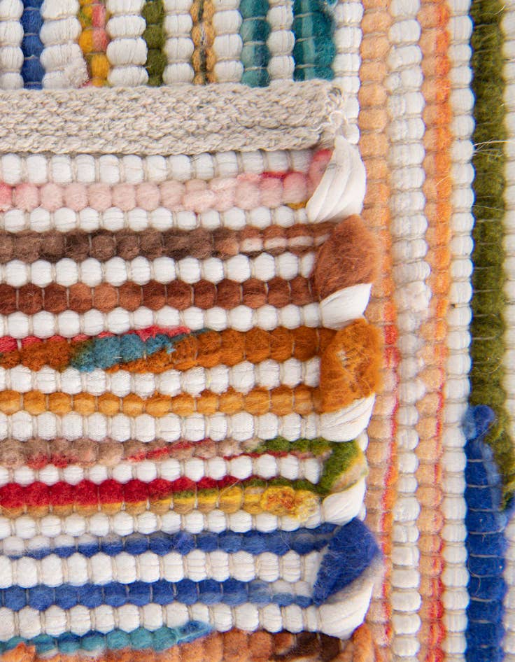 Detail image of  Custom Multi White  Hand Woven Chindi Cotton Rug