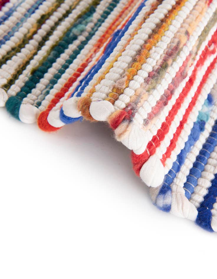 Detail image of  Custom Multi White  Hand Woven Chindi Cotton Rug