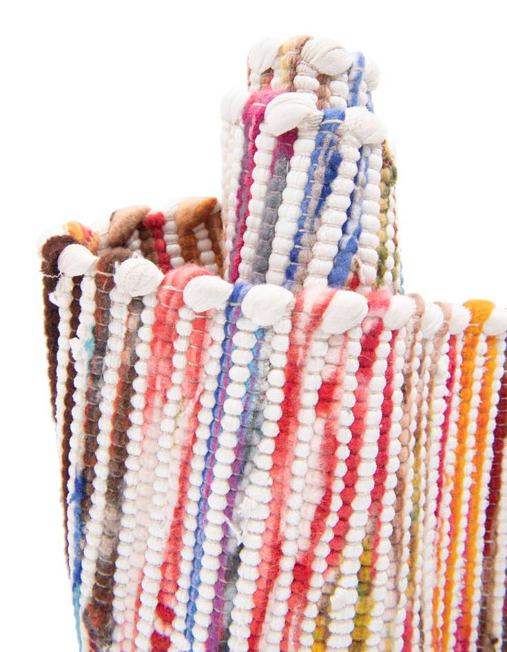 Detail image of  Custom Multi White  Hand Woven Chindi Cotton Rug