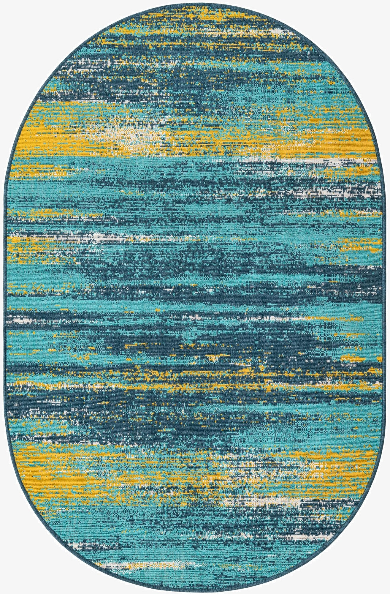  4' x 6'  Washable Coastal Indoor / Outdoor Oval Rug