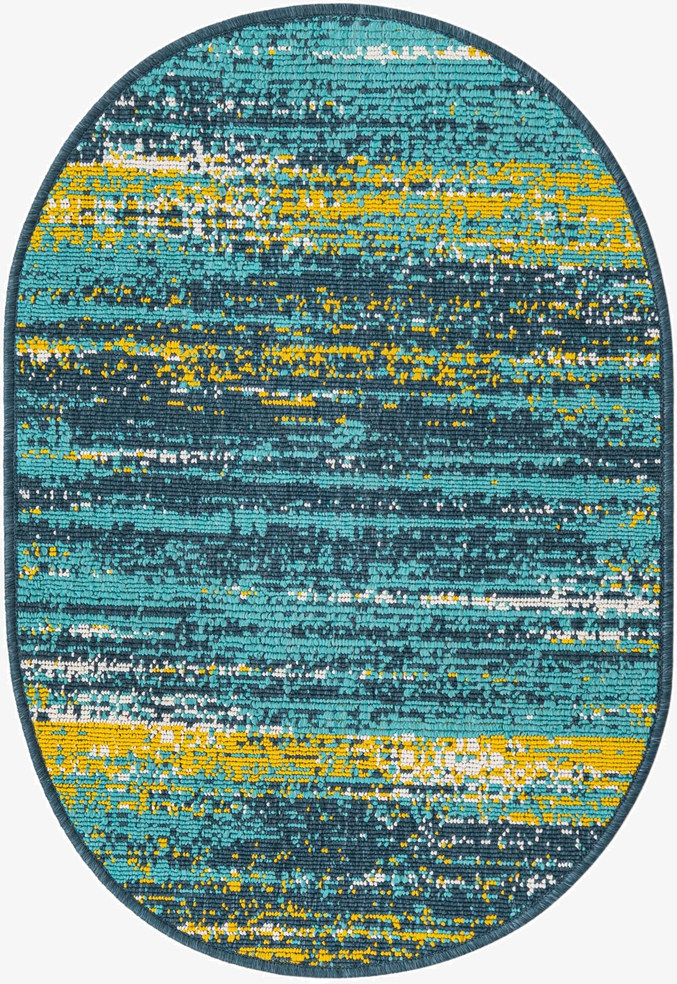  2' x 3'  Washable Coastal Indoor / Outdoor Oval Rug