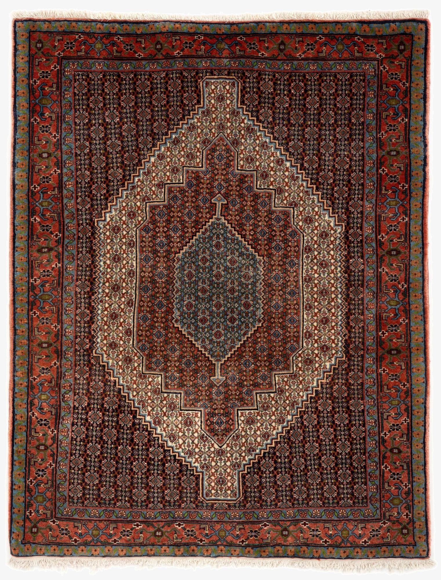  4' 2 x 5' 4  Hand Knotted Birjend Persian Wool Rug