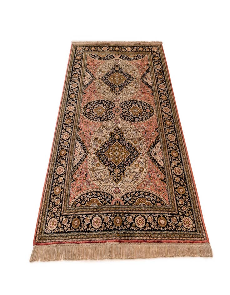 Detail image of  4' 7 x 6' 11  Hand Knotted Ghom Silk Persian Rug