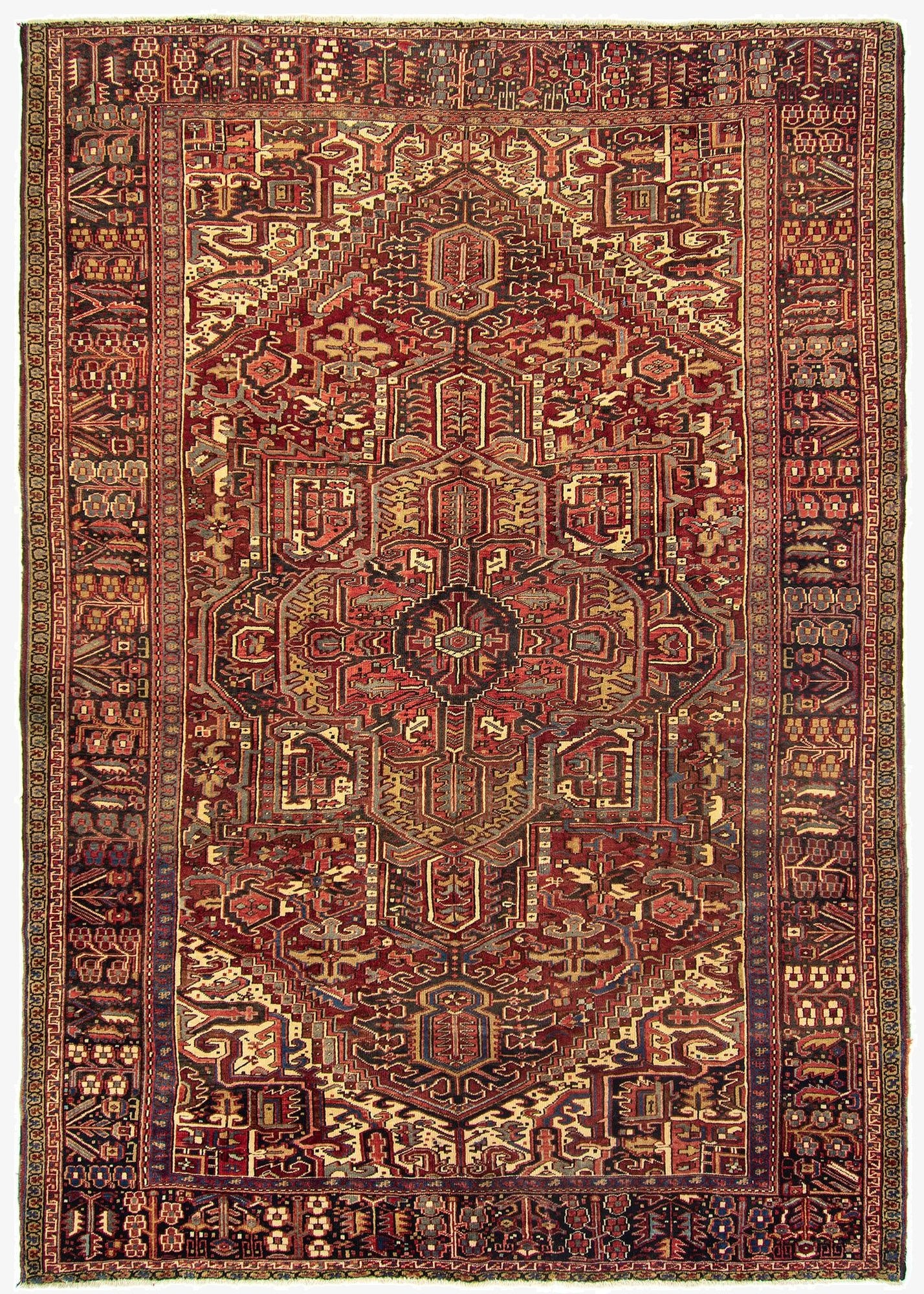  9' 4 x 13' 2  Hand Knotted Heriz Persian Wool Rug
