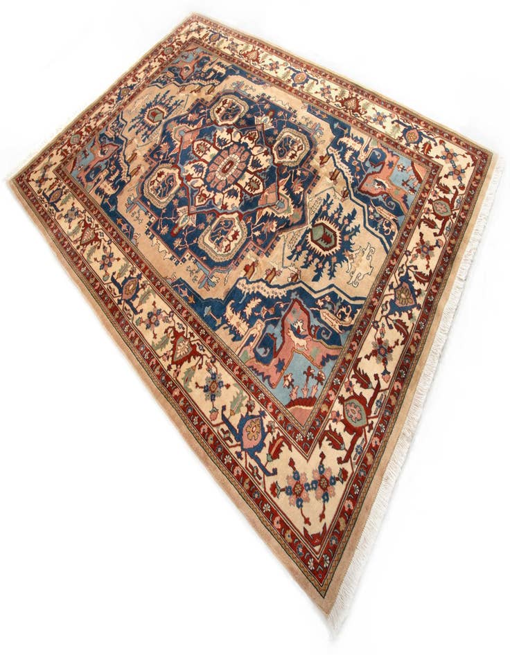 Detail image of  6' 7 x 9' 9  Hand Knotted Indo Heriz Wool Rug