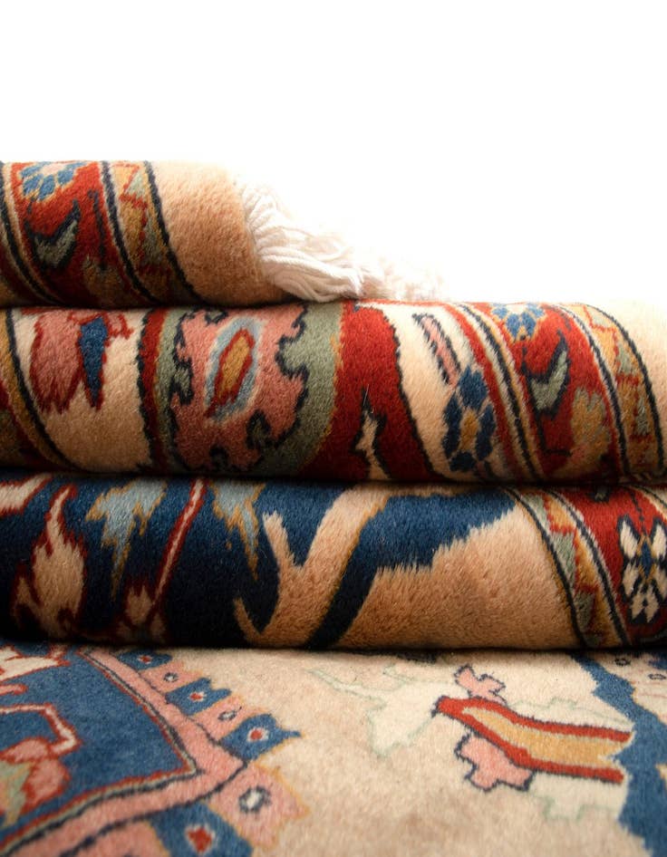 Detail image of  6' 7 x 9' 9  Hand Knotted Indo Heriz Wool Rug