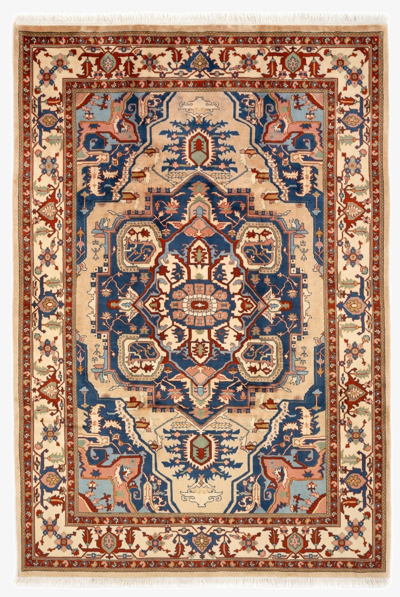  6' 7 x 9' 9  Hand Knotted Indo Heriz Wool Rug