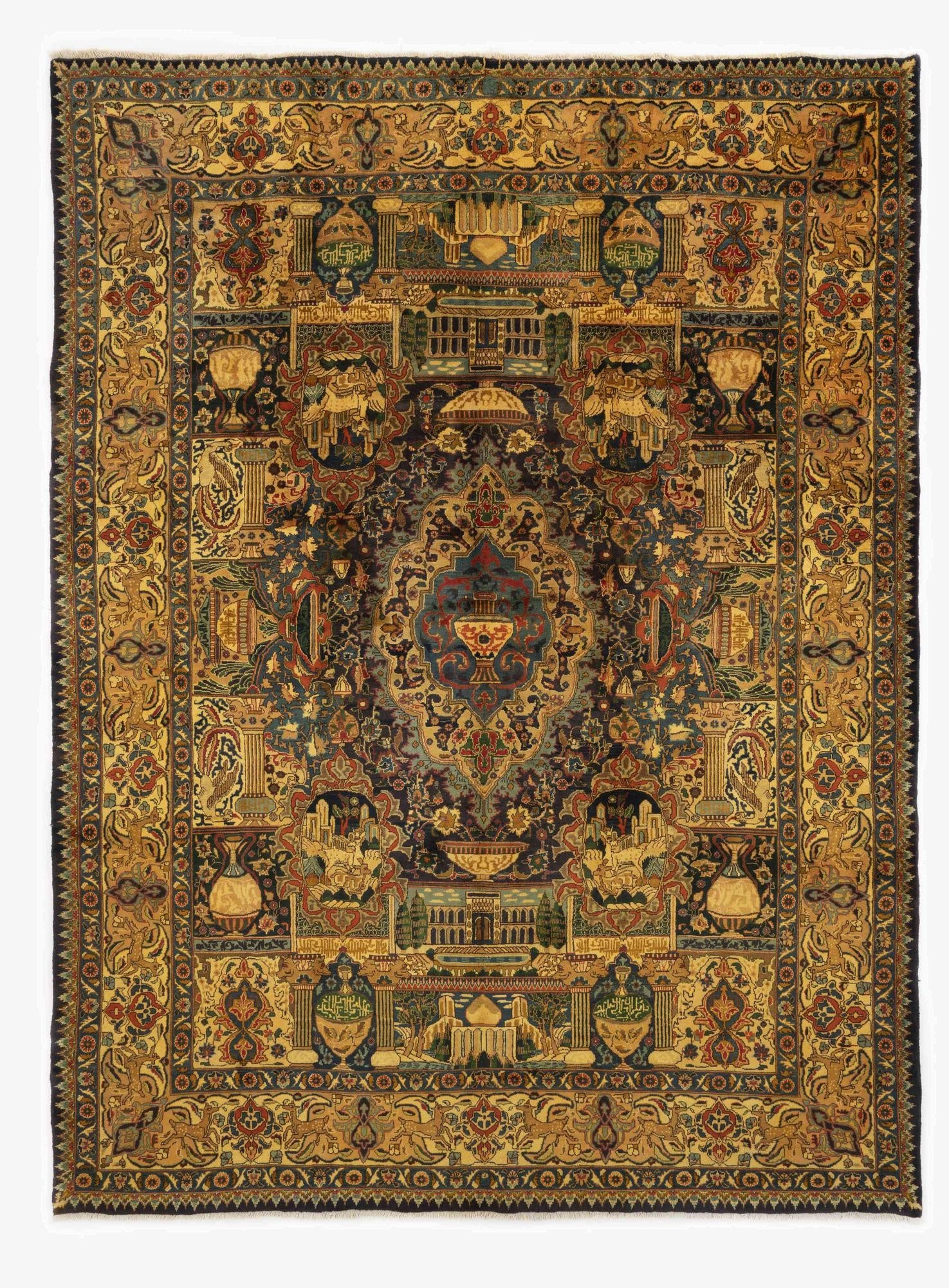  9' 10 x 12' 10  Hand Knotted Kashan Persian Wool Rug
