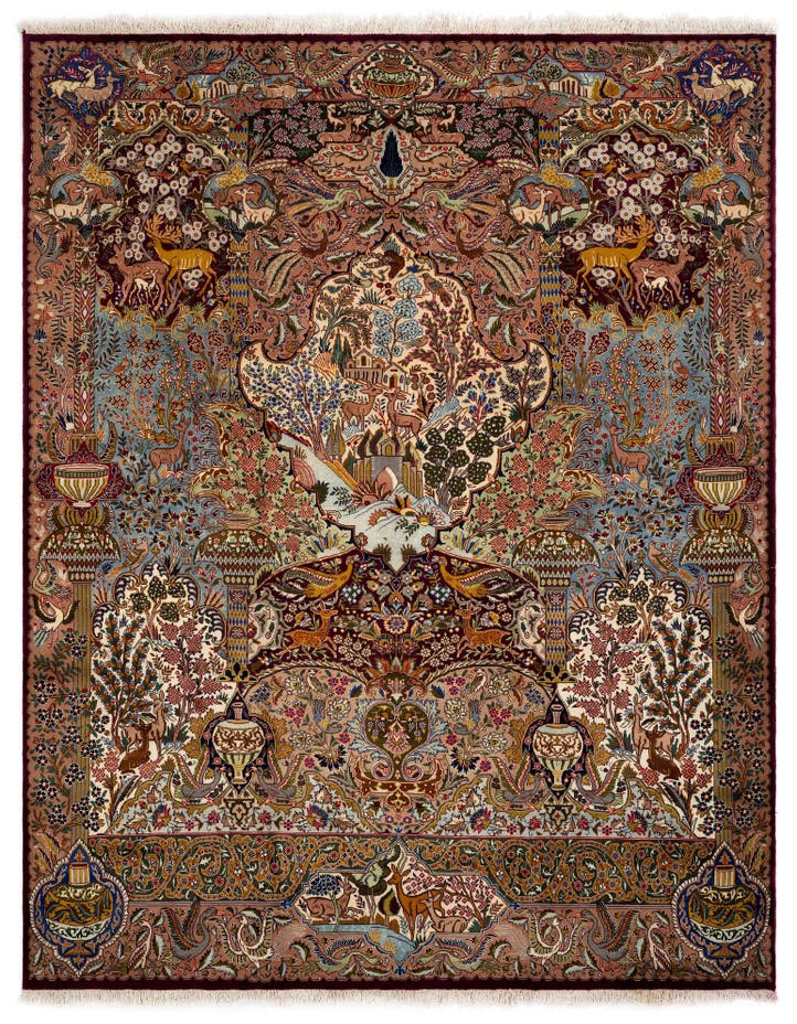  9' 10 x 12' 6  Hand Knotted Kashmar Persian Wool Rug
