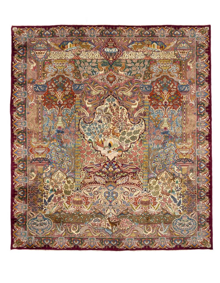  9' 9 x 12' 7  Hand Knotted Kashmar Persian Wool Rug