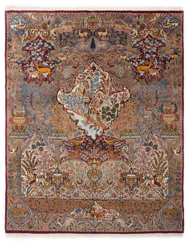  9' 6 x 12' 7  Hand Knotted Kashmar Persian Wool Rug