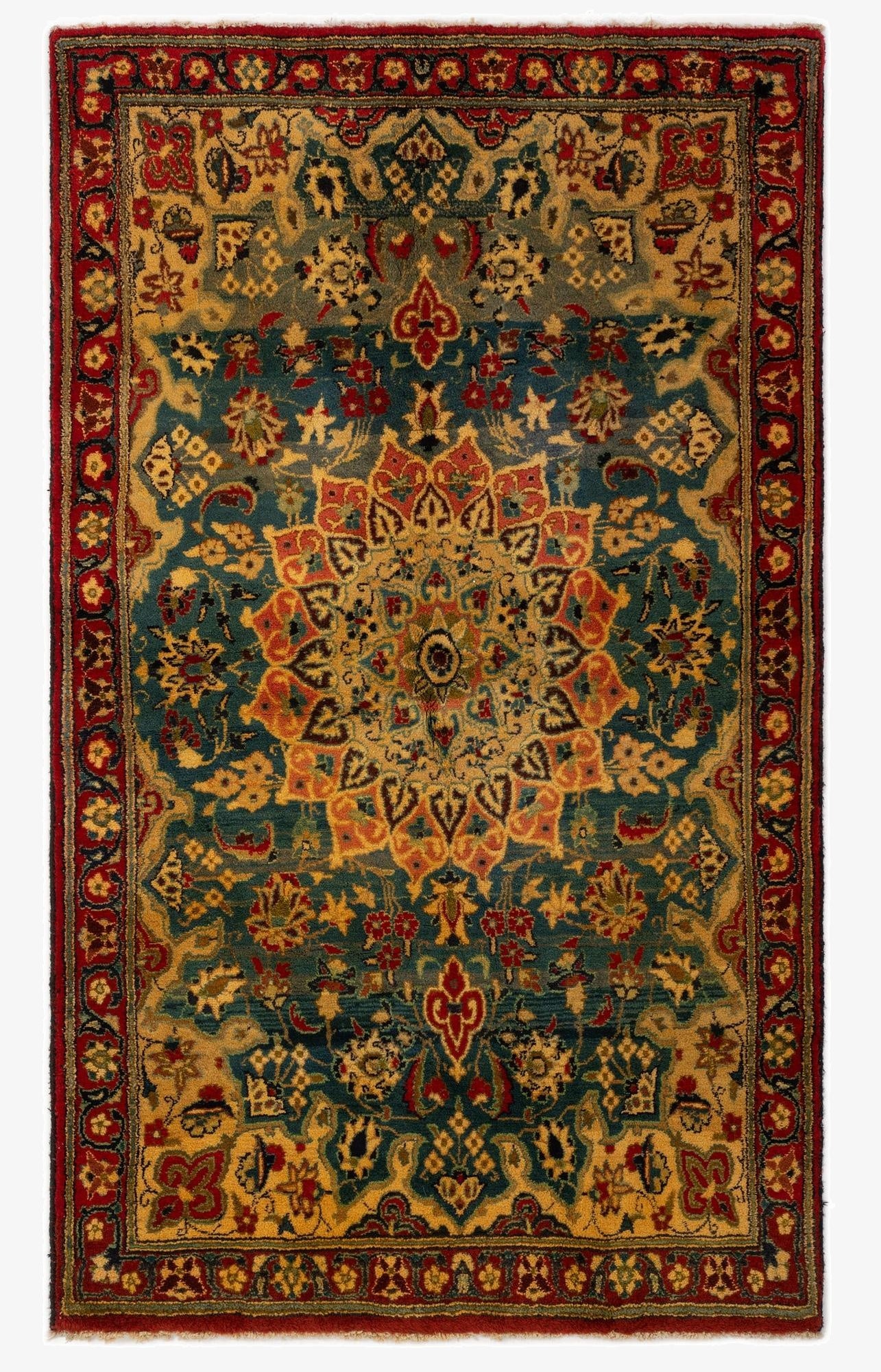  3' 8 x 6' 2  Hand Knotted Kashmar Persian Wool Rug