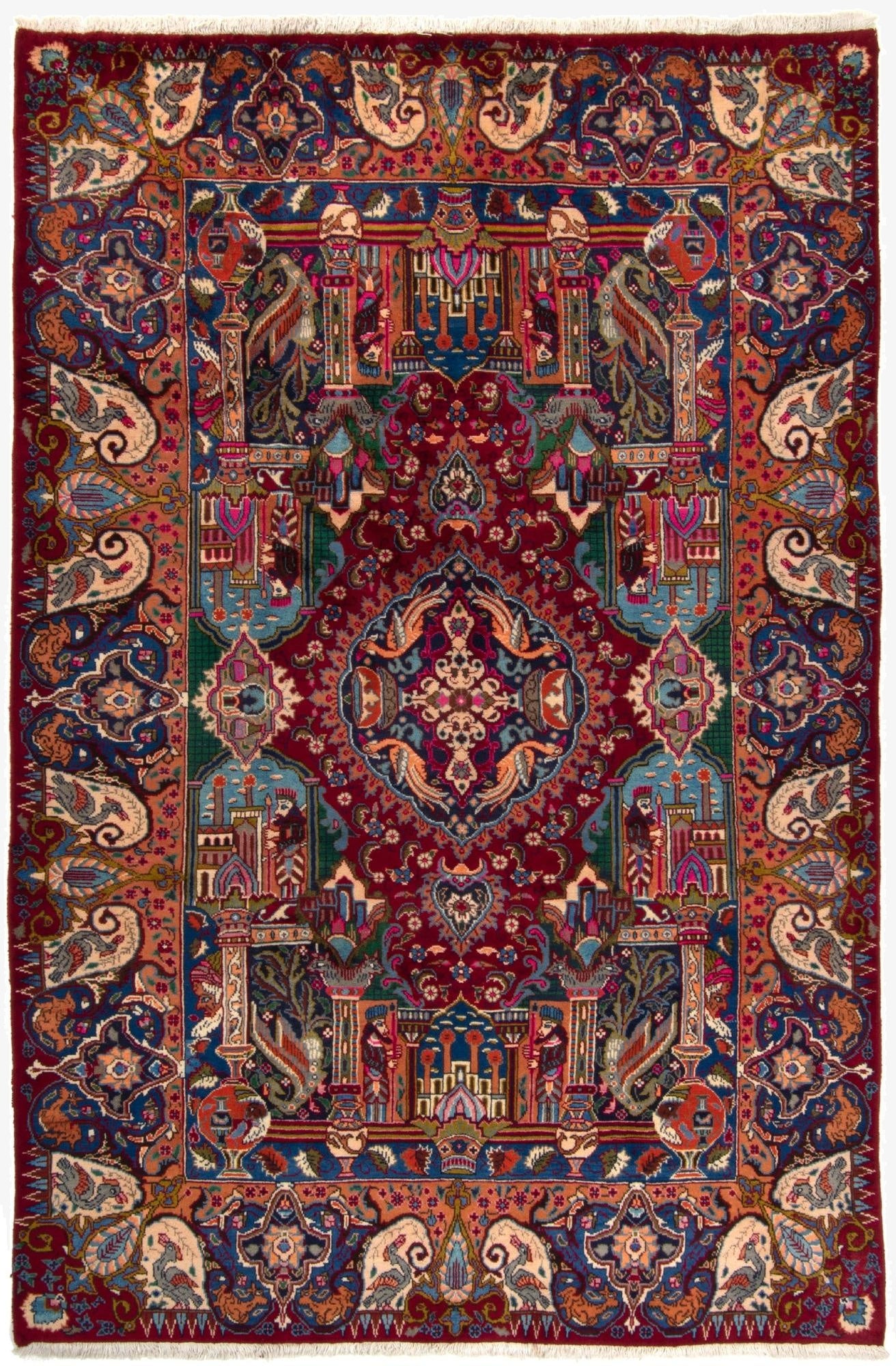  6' 5 x 9' 9  Hand Knotted Kashmar Persian Wool Rug