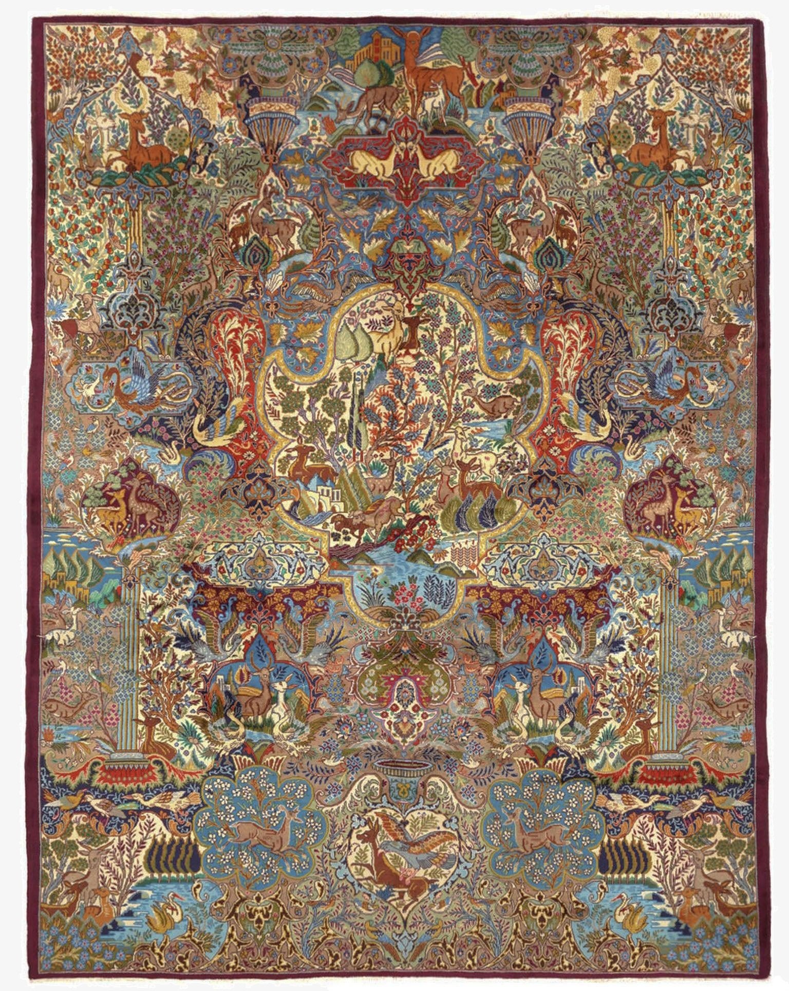  9' 11 x 12' 8  Hand Knotted Kashmar Persian Wool Rug