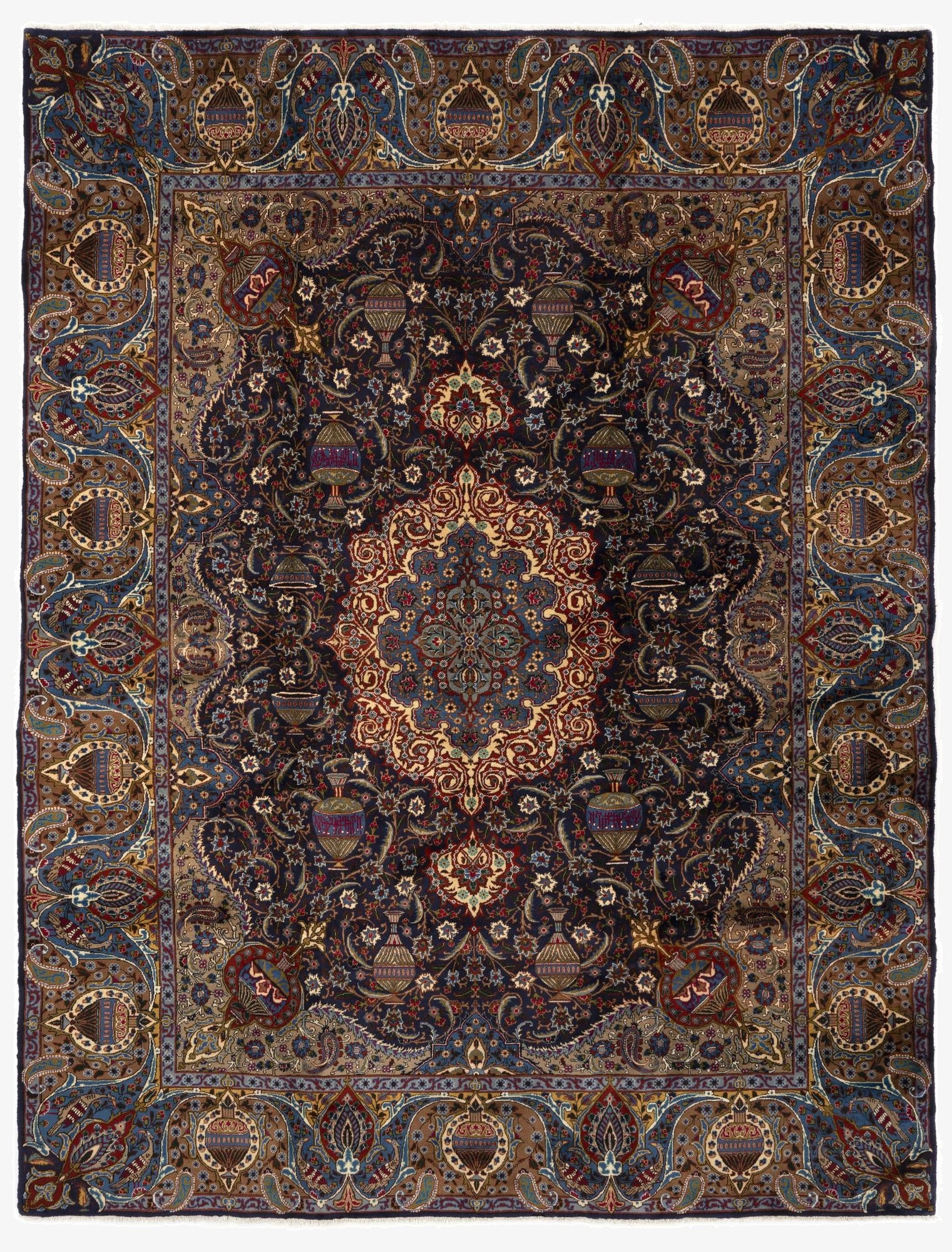  9' 3 x 12' 7  Hand Knotted Kashmar Persian Wool Rug