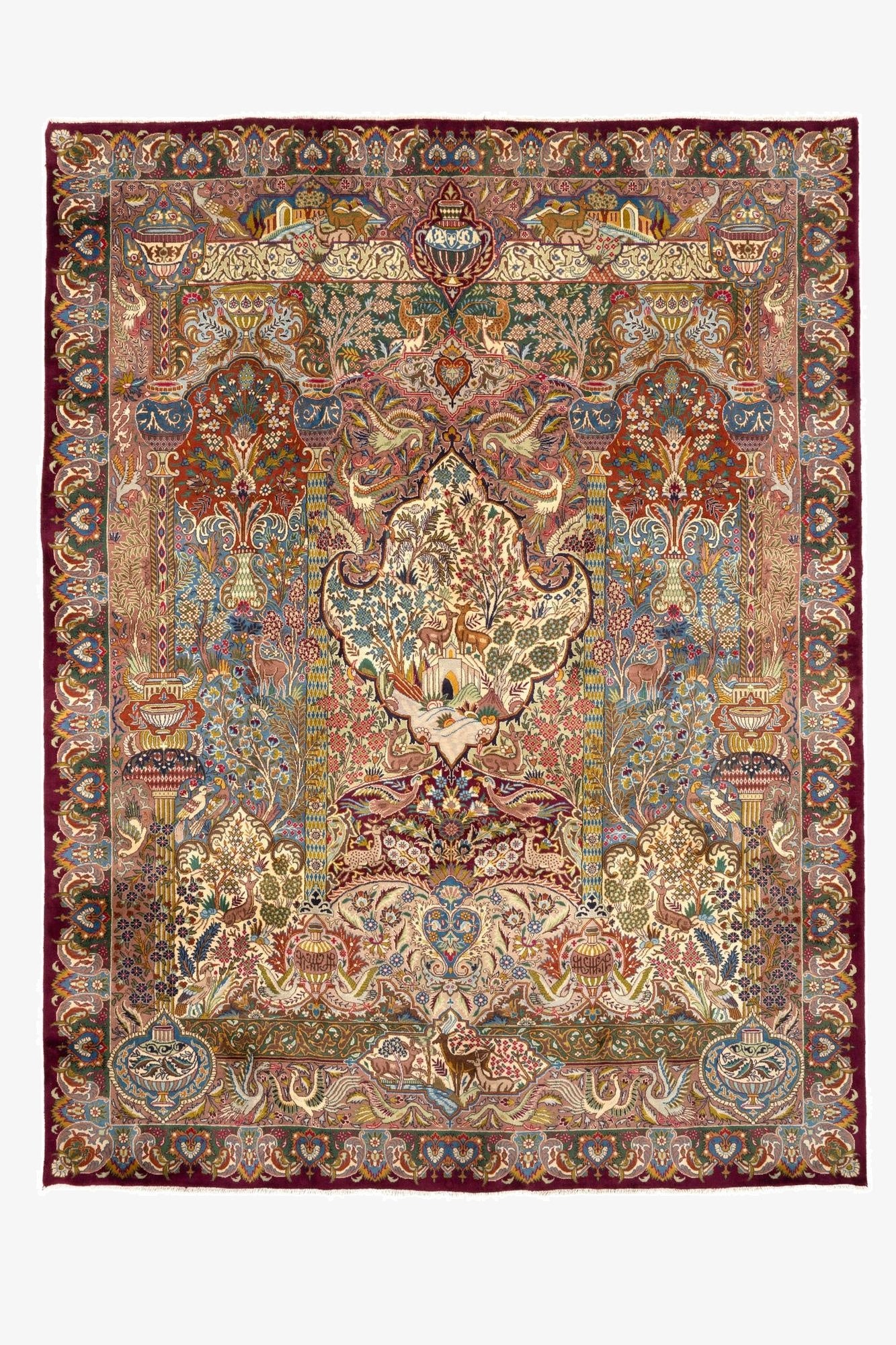  9' 9 x 12' 7  Hand Knotted Kashmar Persian Wool Rug