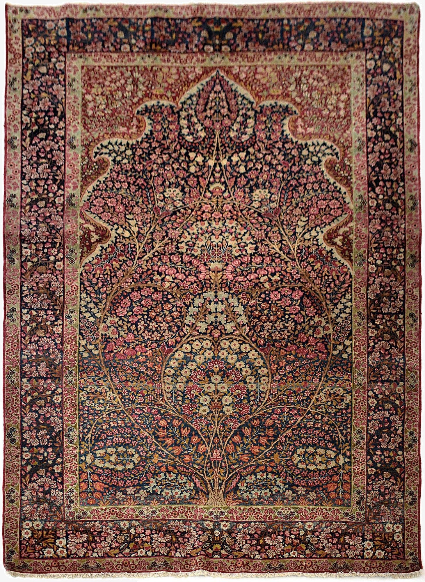  4' 7 x 7' 5  Hand Knotted Kerman Persian Rug