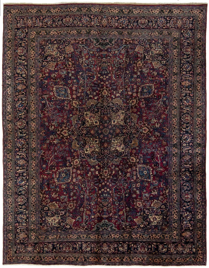  8' 6 x 11' 1  Hand Knotted Mashad Persian Wool Rug