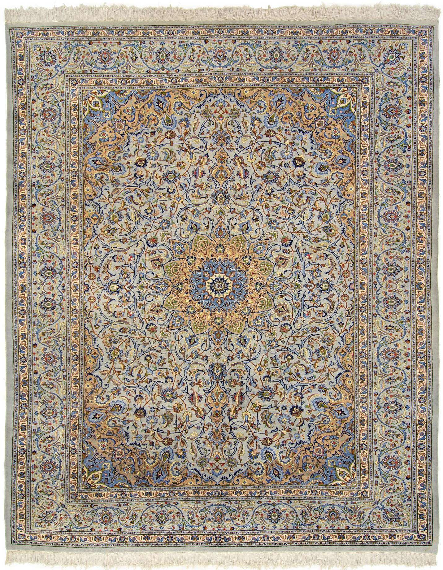 A 10x13 rectangular Multicolor Persian rug with an intricate floral medallion pattern and a detailed border, suitable for a living room.