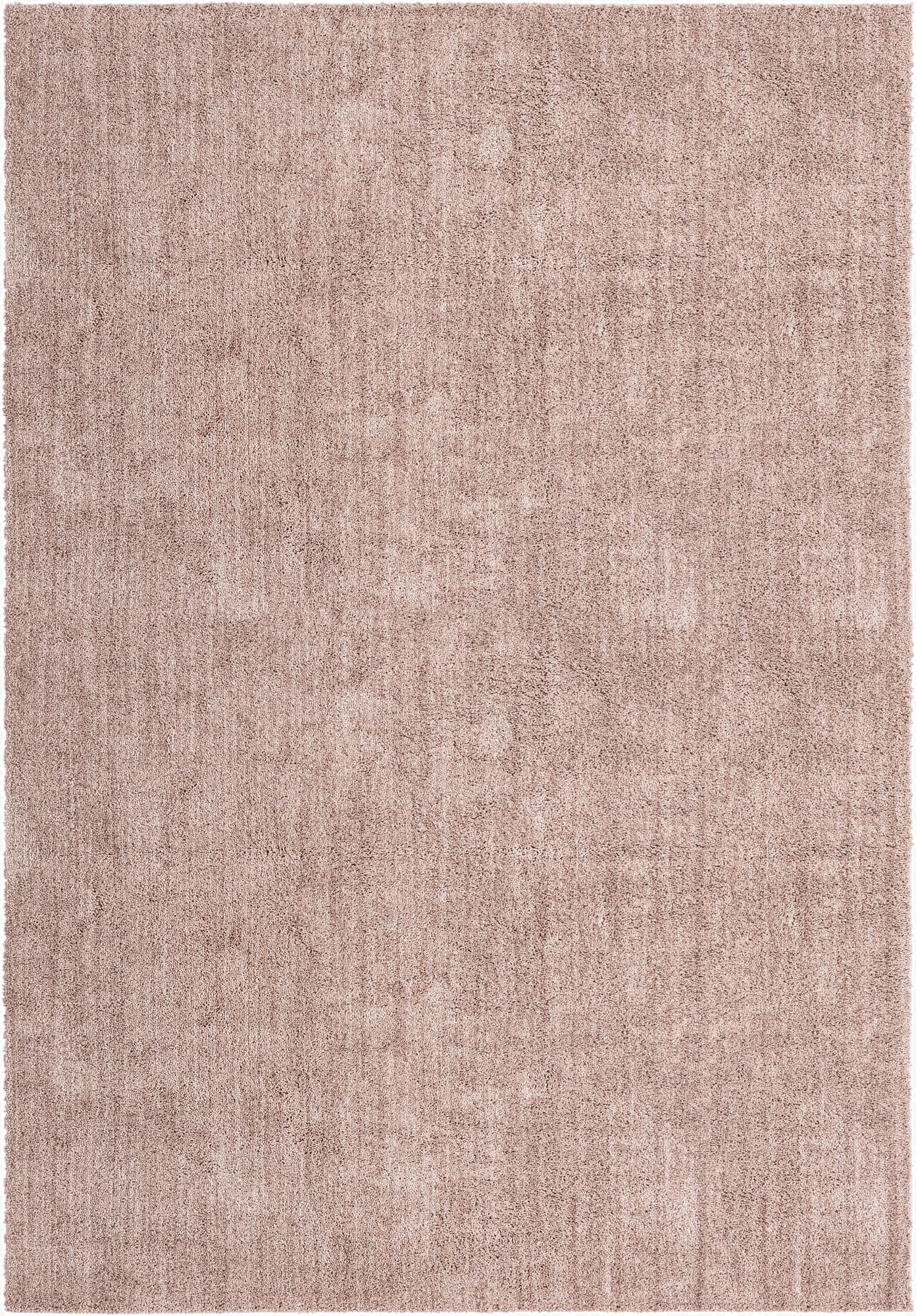 A large 10x14 rectangular Jill Zarin Shaggy Chic rug in a solid brown/tan color with a plush shag pile.