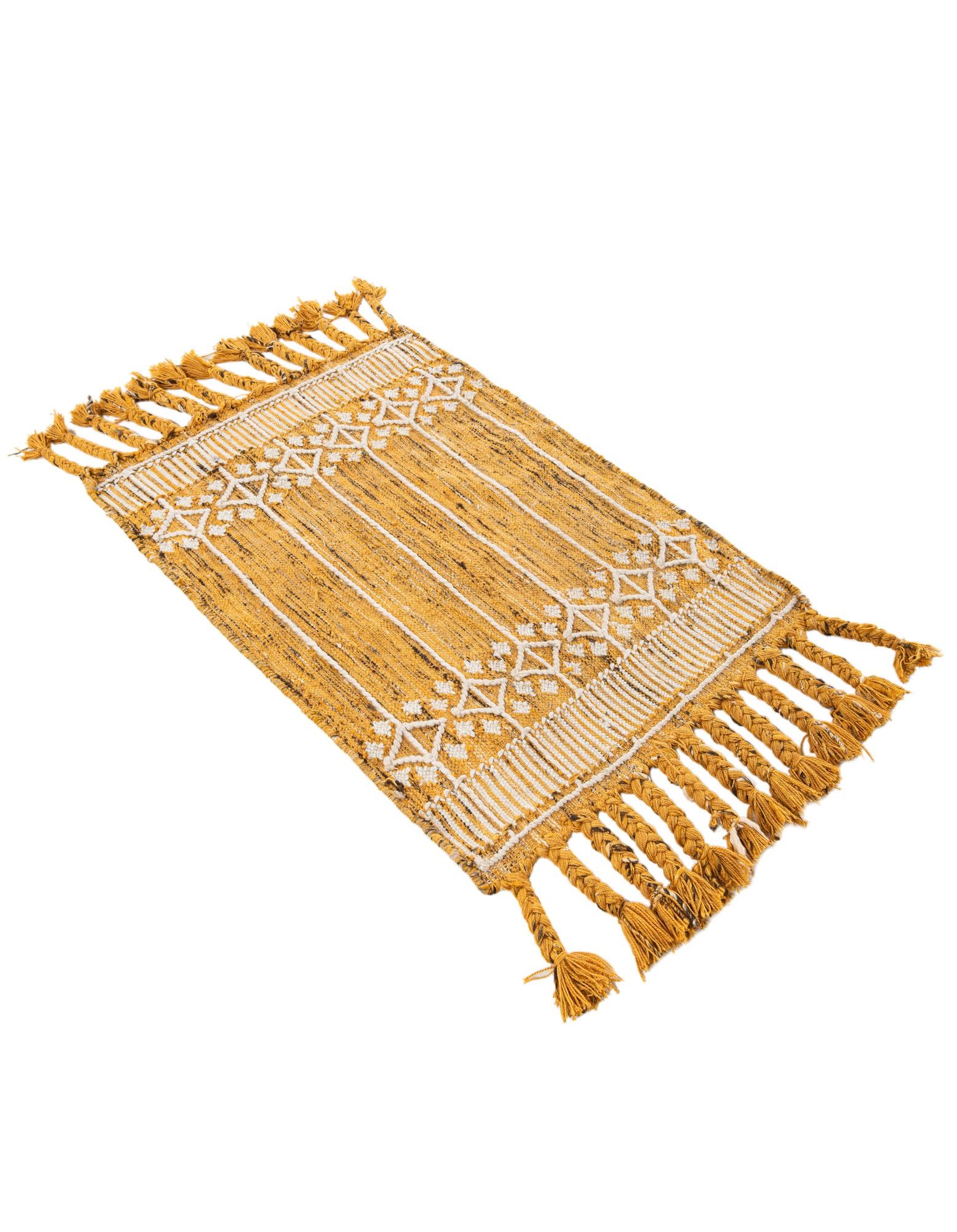 Mustard Yellow 2' x 3' 1 Hand Woven Eco Bohemian Indoor Indoor ...