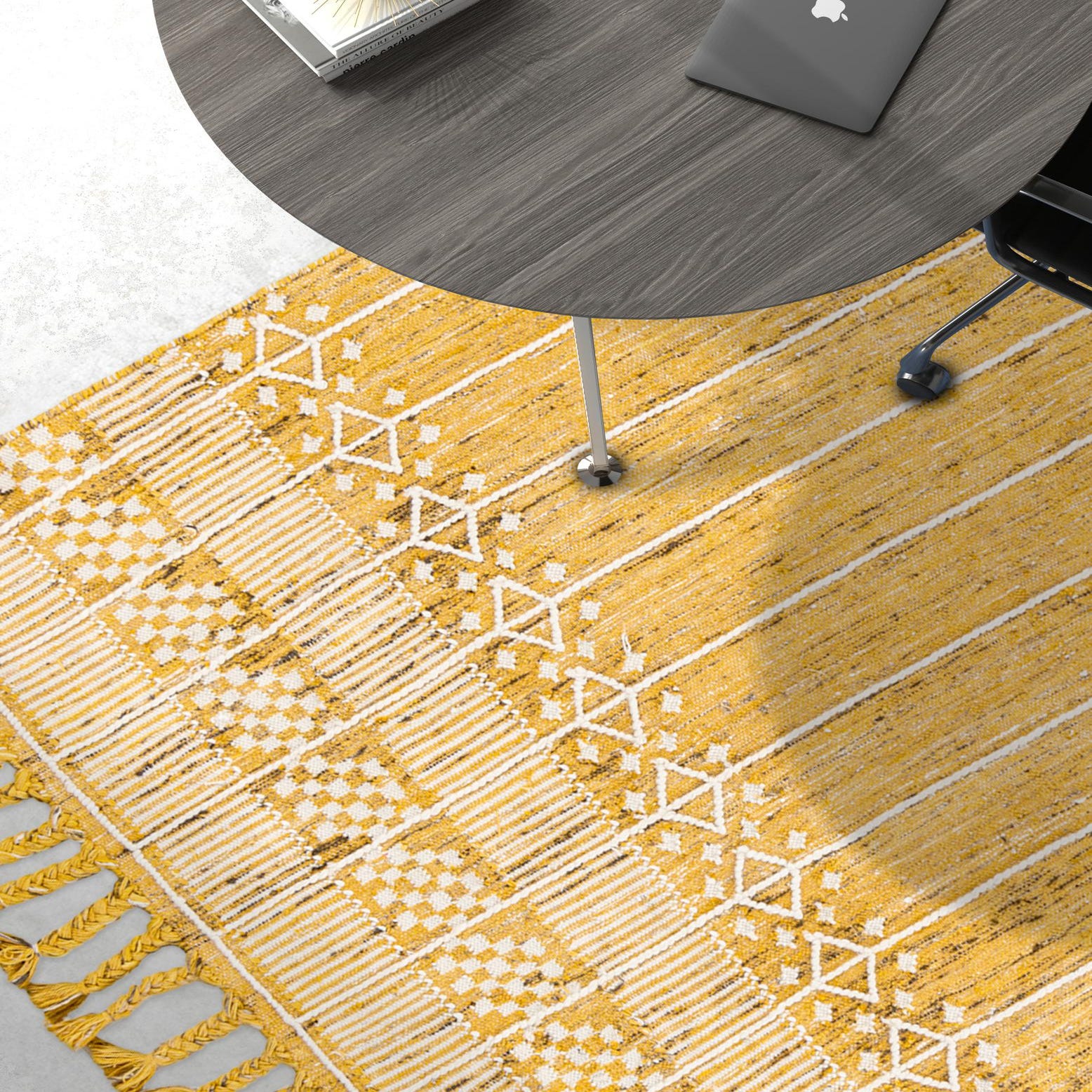 Mustard Yellow 2' x 3' 1 Hand Woven Eco Bohemian Indoor Indoor ...