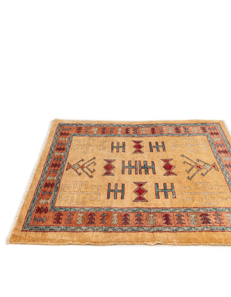 Detail image of  3' 4 x 5'  Hand Knotted Ziegler Wool Rug