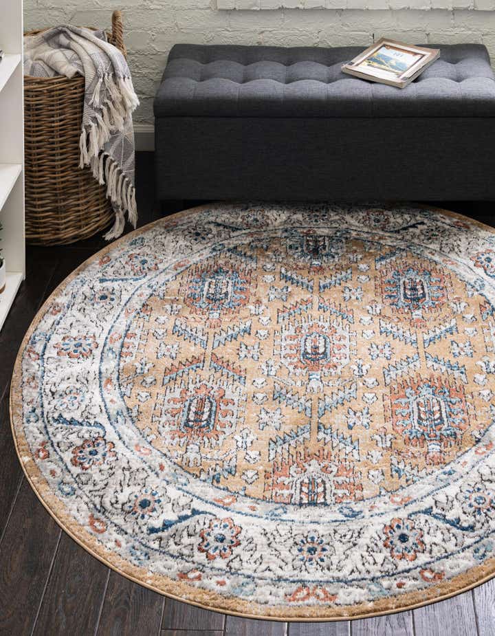 Mustard Yellow 7' x 7' Nyla Round Rug | Rugs.com