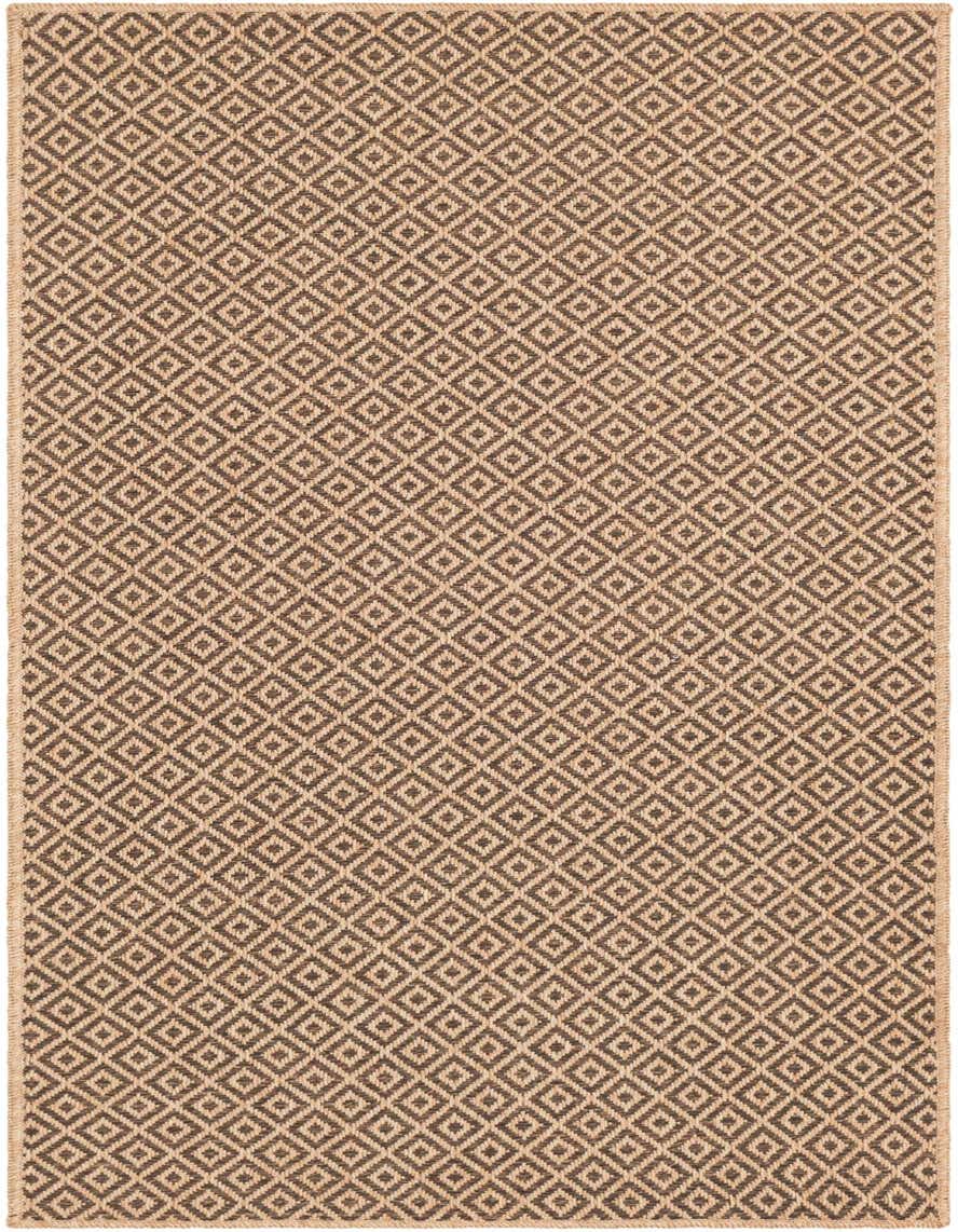 A 6 ft runner rug from the Rugs.com Dunes collection, featuring a modern brown and tan trellis pattern.