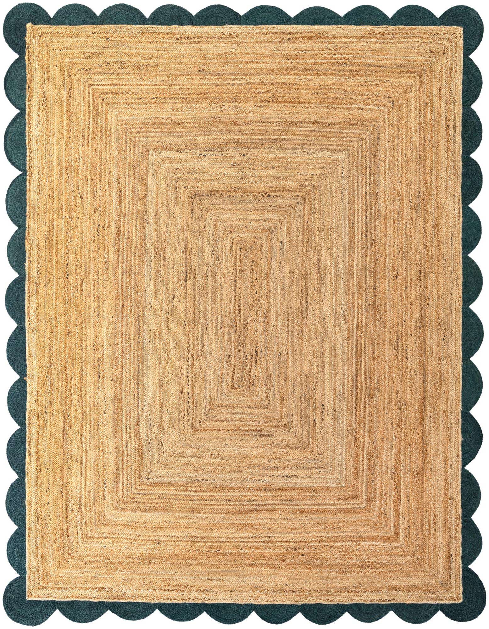 Primary image  8' x 10'  Hand Scallop Braided Jute Rug