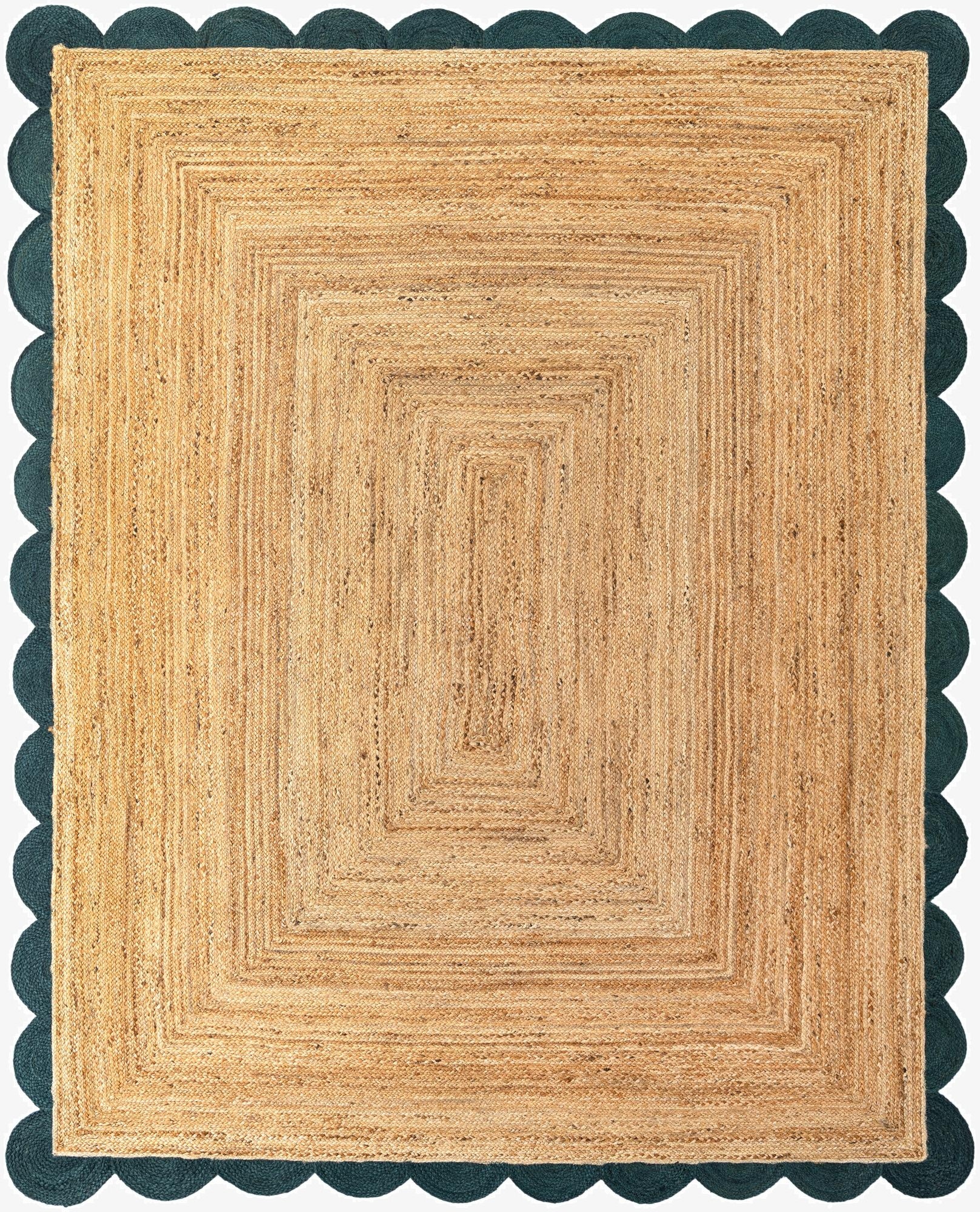 Primary image  8' x 10'  Hand Scallop Braided Jute Rug