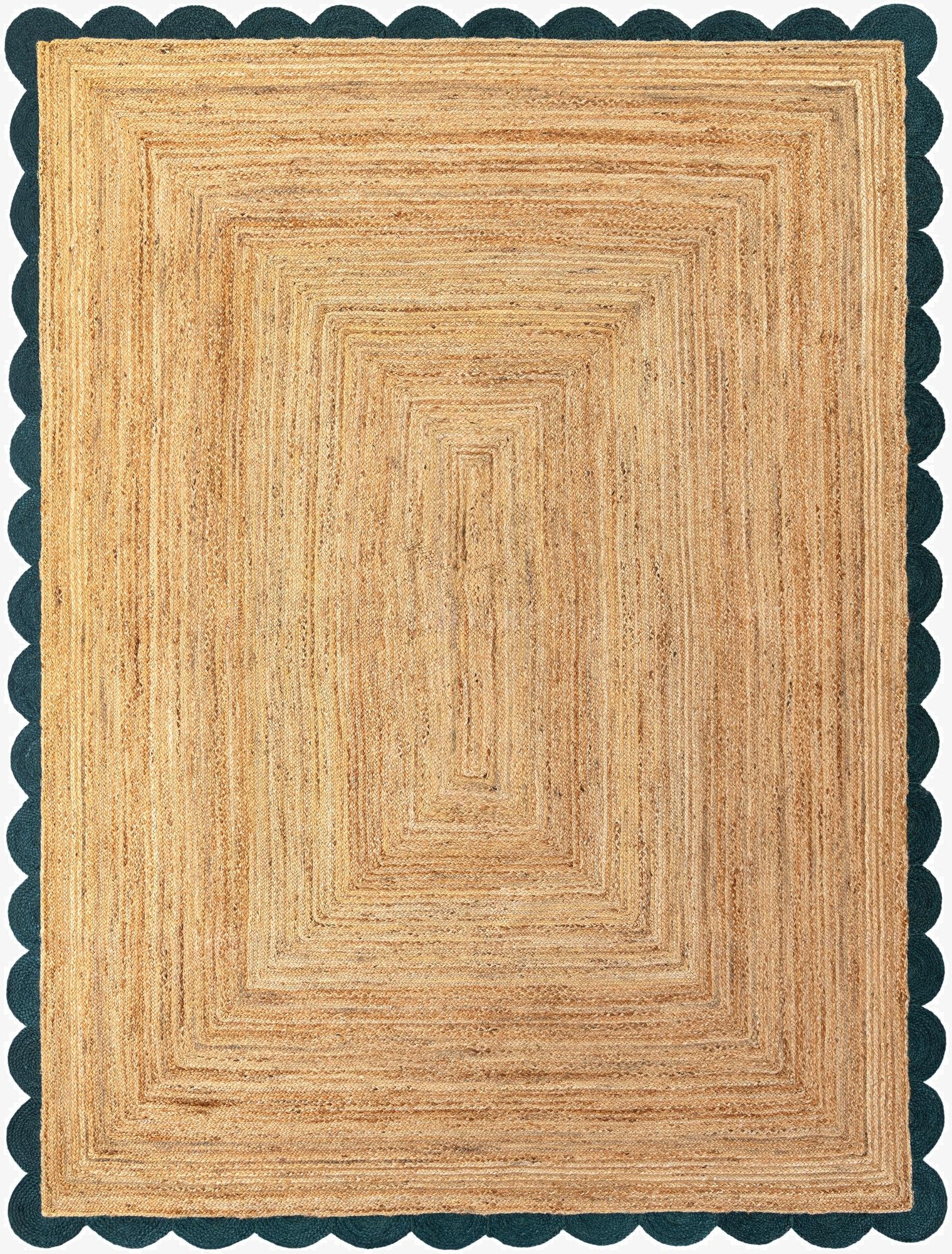 Primary image  9' x 12'  Hand Scallop Braided Jute Rug