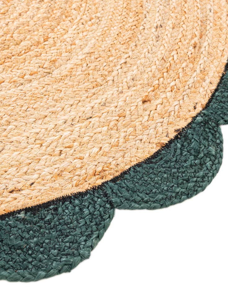 Detail image of  4' 1 x 4' 1  Hand Scallop Braided Jute Round Rug