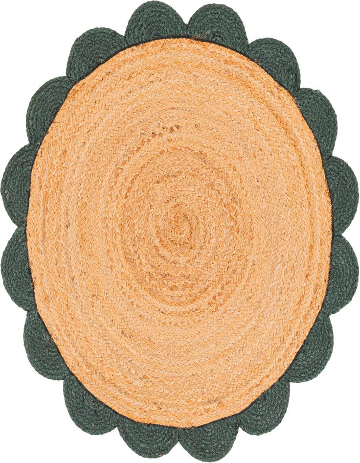 Detail image of  3' 1 x 3' 1  Hand Scallop Braided Jute Round Rug