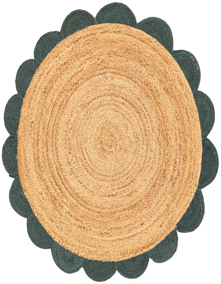 Detail image of  4' 1 x 4' 1  Hand Scallop Braided Jute Round Rug