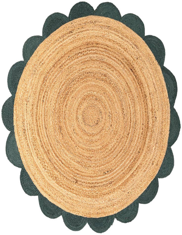 Detail image of  5' 1 x 5' 1  Hand Scallop Braided Jute Round Rug