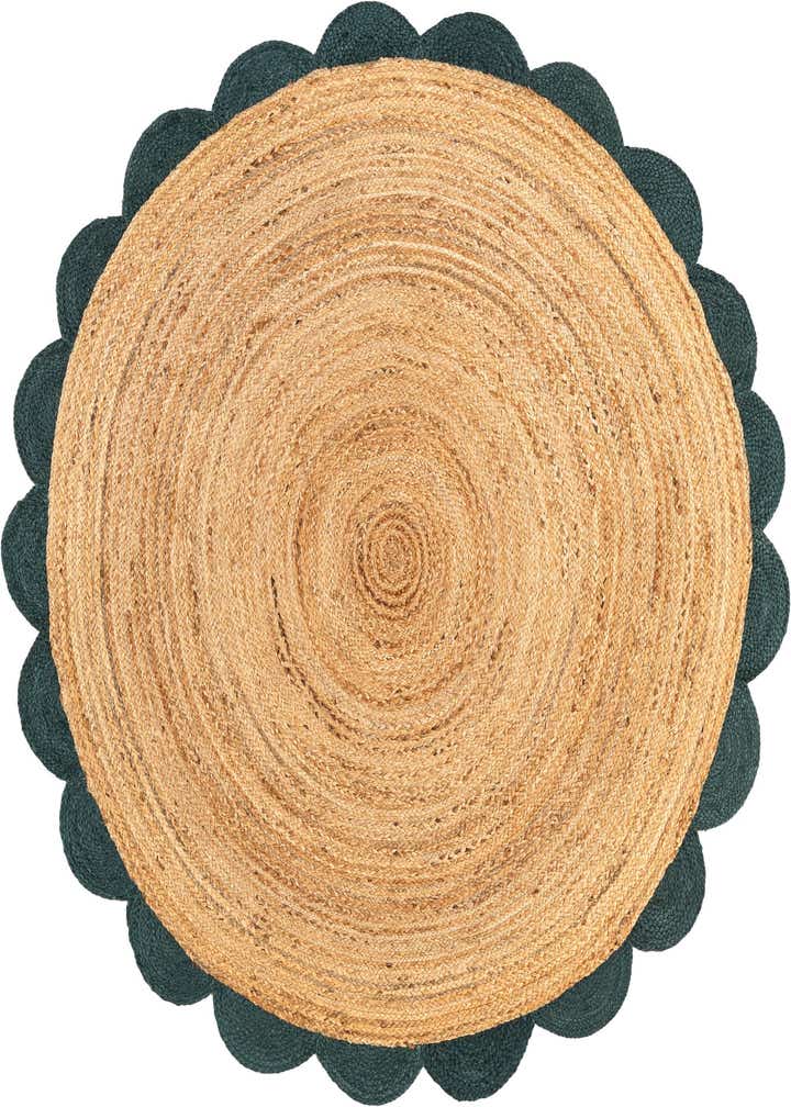 6' 1 x 6' 1  Hand Scallop Braided Jute Round Rug