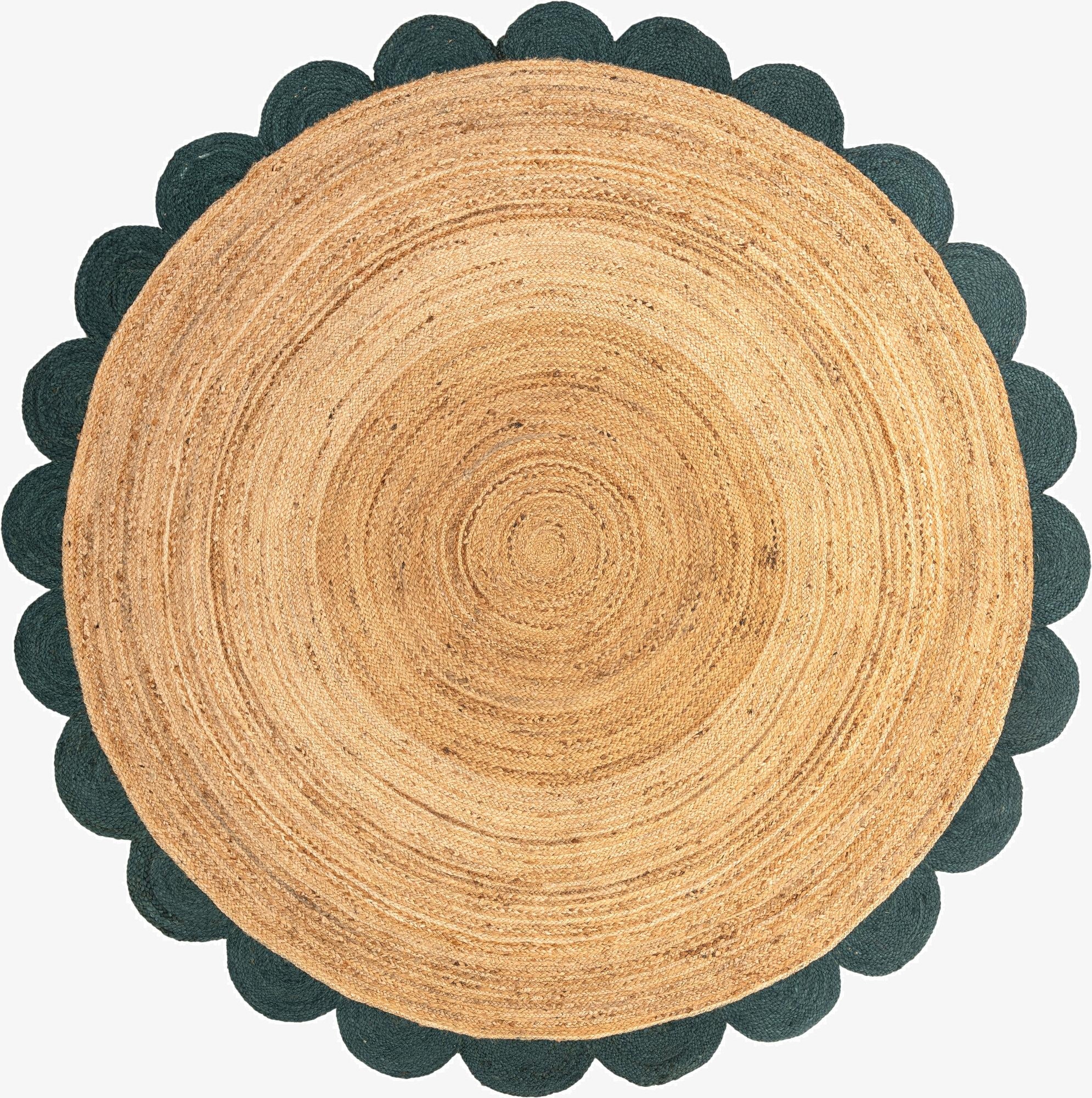  8' x 8'  Hand Scallop Braided Jute Round Rug