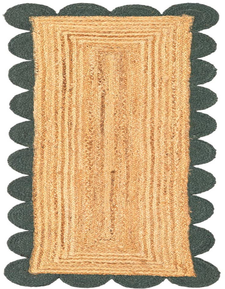 Detail image of  2' x 5' 1  Hand Scallop Braided Jute Runner Rug