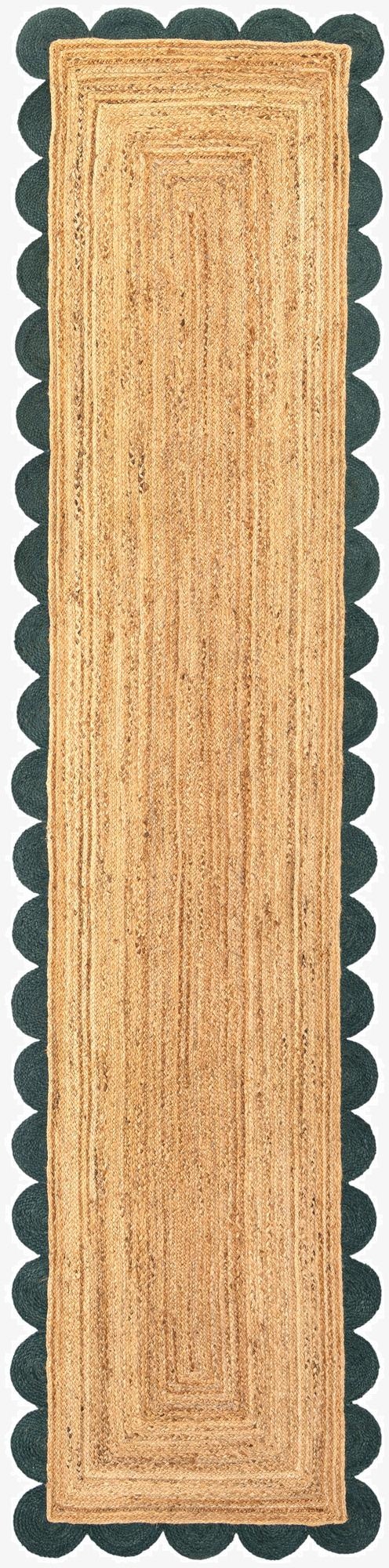  3' 3 x 14' 1  Hand Scallop Braided Jute Runner Rug