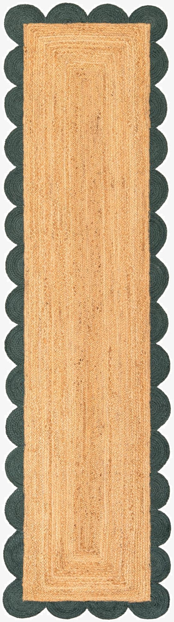  2' 7 x 10'  Hand Scallop Braided Jute Runner Rug