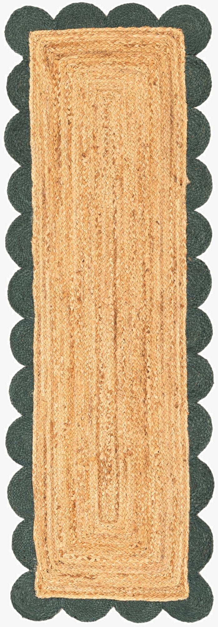 Primary image  2' x 6' 1  Hand Scallop Braided Jute Runner Rug