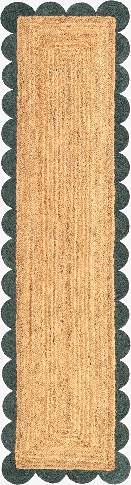 Primary image  2' x 8'  Hand Scallop Braided Jute Runner Rug
