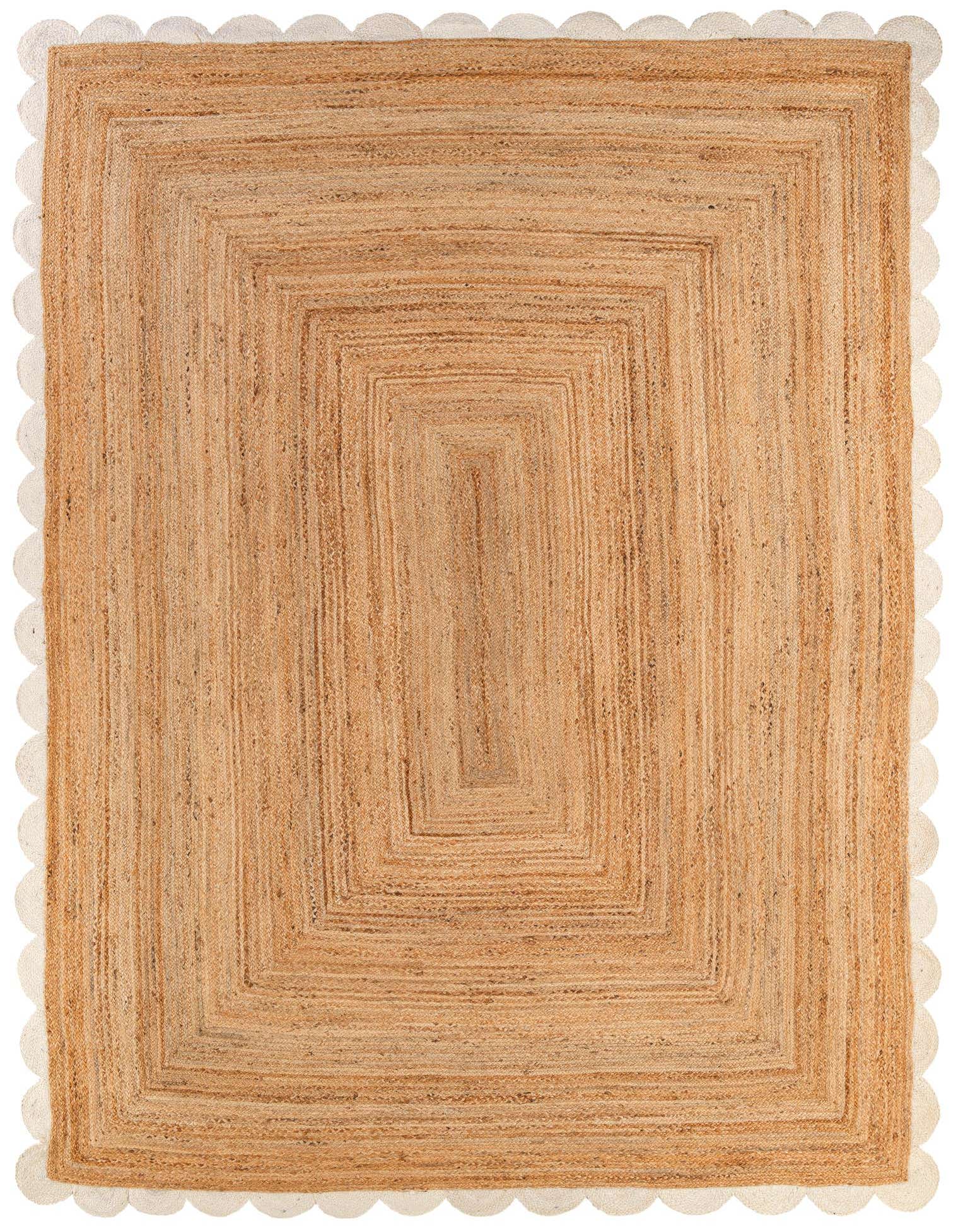 Primary image  9' x 12'  Hand Scallop Braided Jute Rug