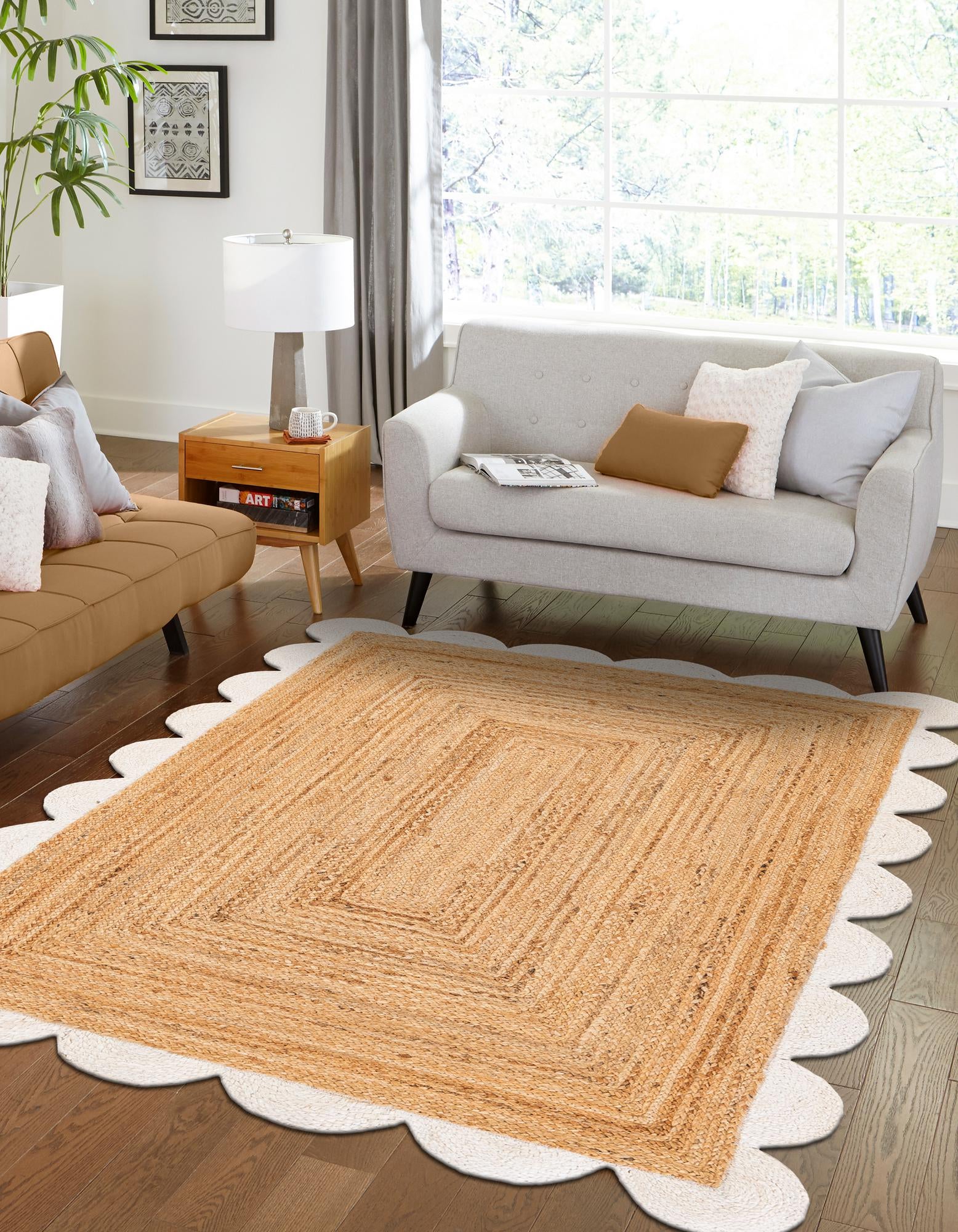 Primary image  2' x 3' 1  Hand Scallop Braided Jute Rug