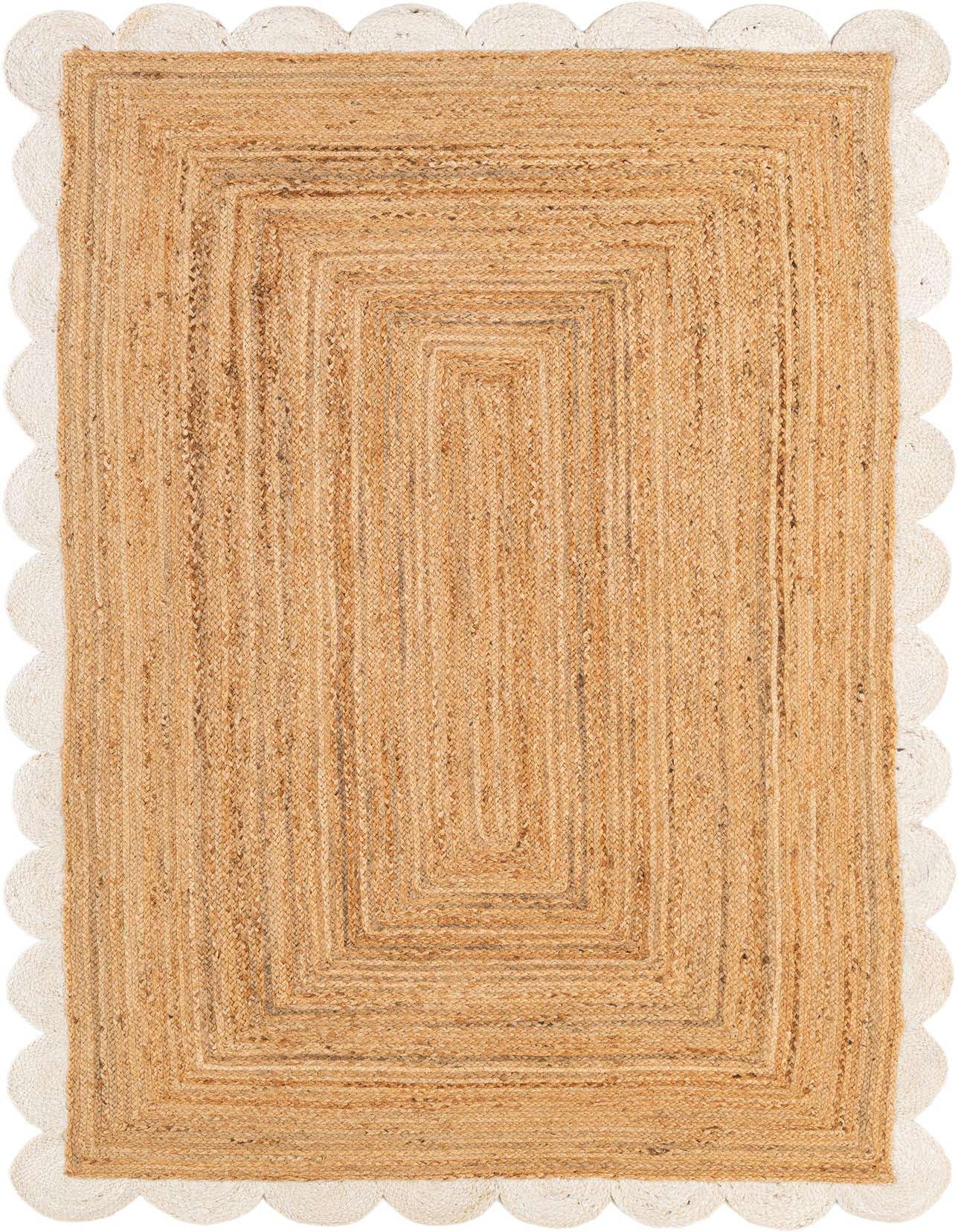 Primary image  5' 1 x 8'  Hand Scallop Braided Jute Rug