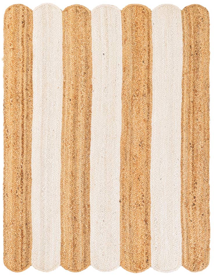 Detail image of  3' 1 x 5' 1  Hand Scallop Braided Jute Rug